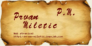 Prvan Miletić vizit kartica